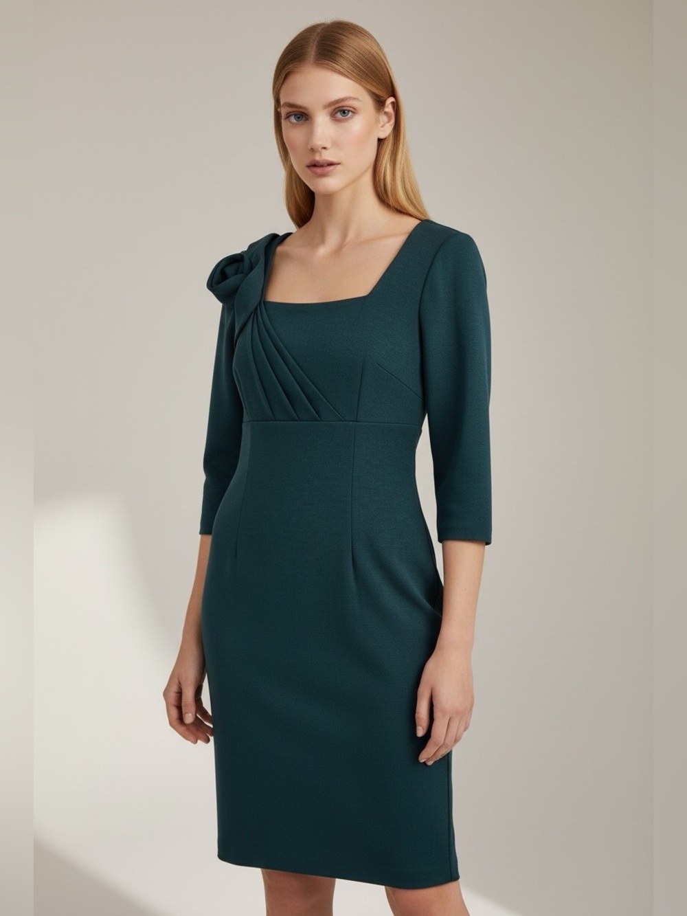 DAVID MEISTER Pine Green Sheath Dress Size 6